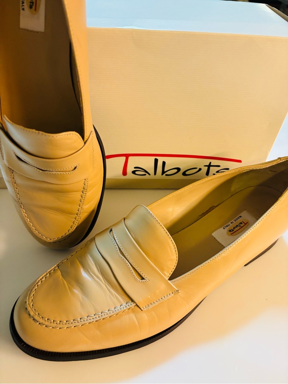 Talbots Vintage British Tan Leather Penny Loafers